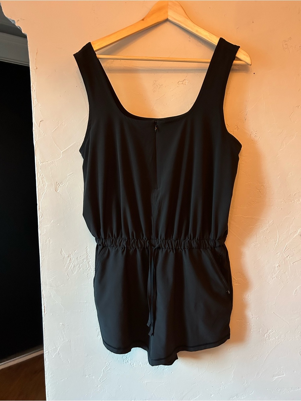 Prana Black Sleeveless Romper with Drawstring Waist